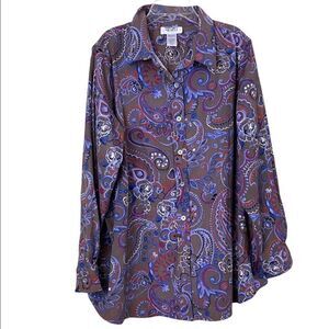 MainStreet Blues Paisley Shirt Dress Shacket Size Large Boho